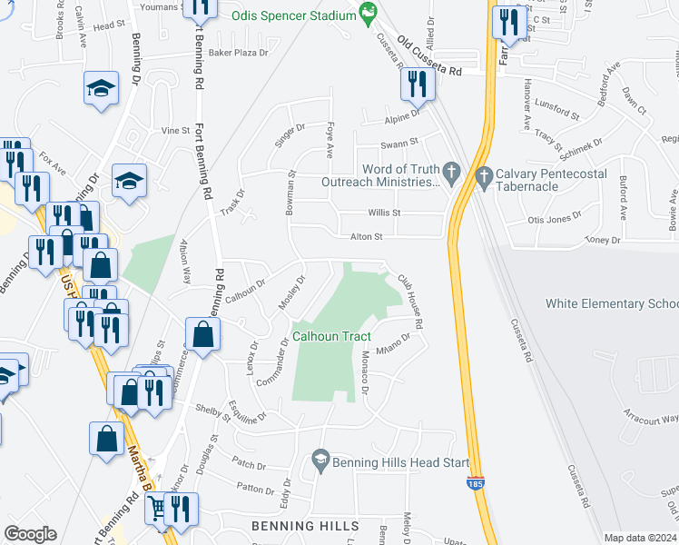 map of restaurants, bars, coffee shops, grocery stores, and more near 4008 Commander Drive in Columbus