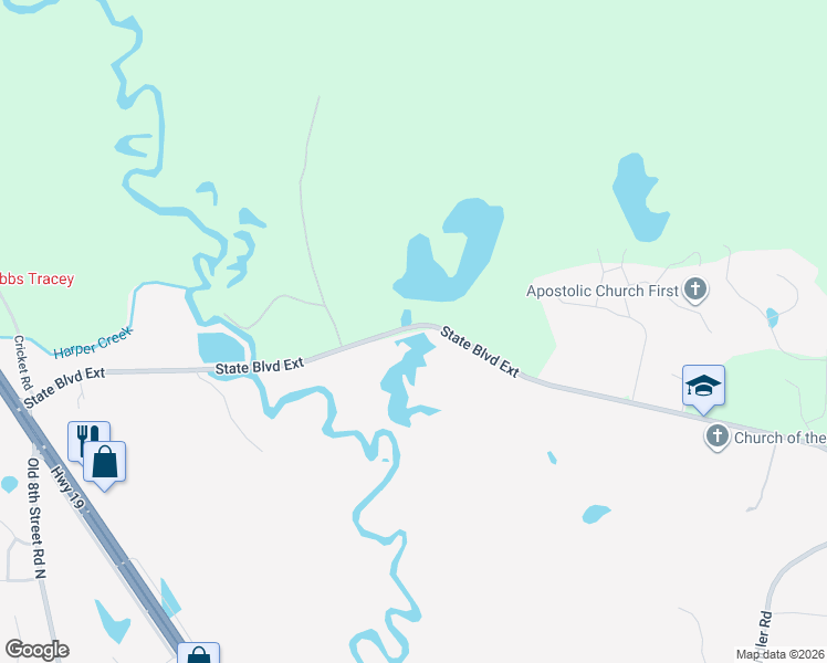 map of restaurants, bars, coffee shops, grocery stores, and more near 8278-8414 State Blvd Exd in Meridian