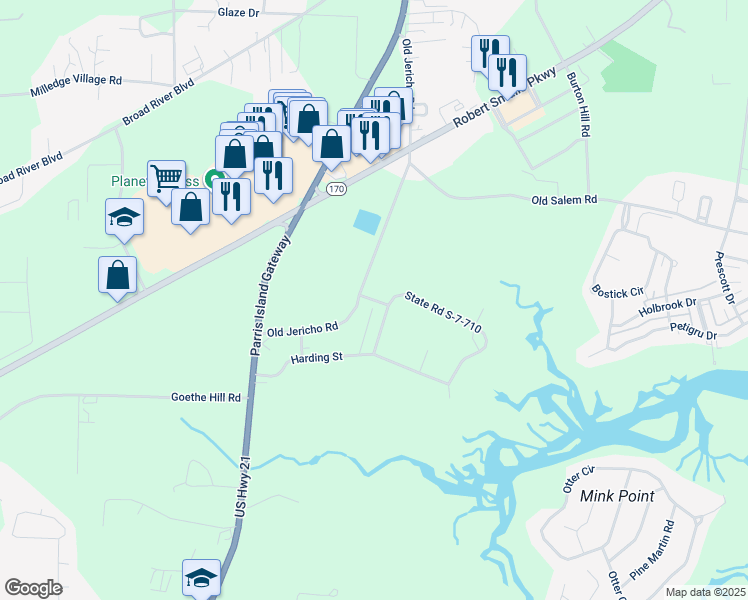 map of restaurants, bars, coffee shops, grocery stores, and more near State Road S-7-712 in Beaufort