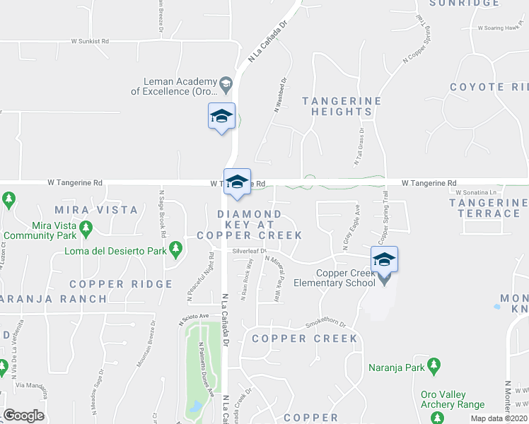map of restaurants, bars, coffee shops, grocery stores, and more near 11917 North Copper Creek Drive in Tucson