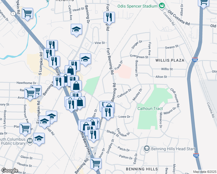 map of restaurants, bars, coffee shops, grocery stores, and more near 3725 Chapman Way in Columbus