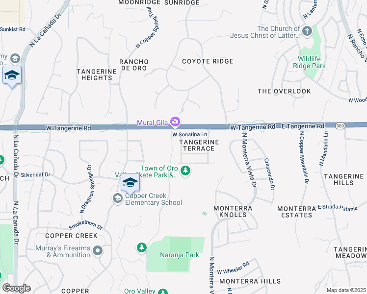 map of restaurants, bars, coffee shops, grocery stores, and more near 685 West Tremolo Lane in Oro Valley