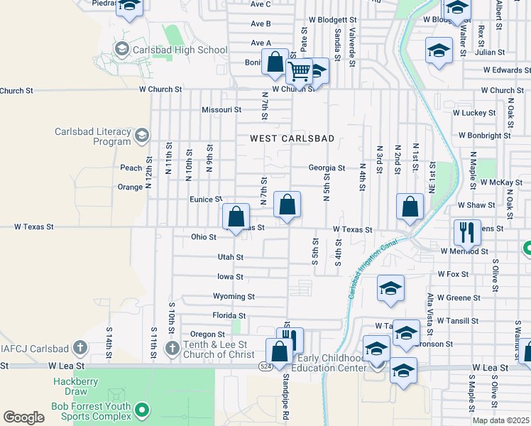 map of restaurants, bars, coffee shops, grocery stores, and more near 2315 Jackson Street in Carlsbad