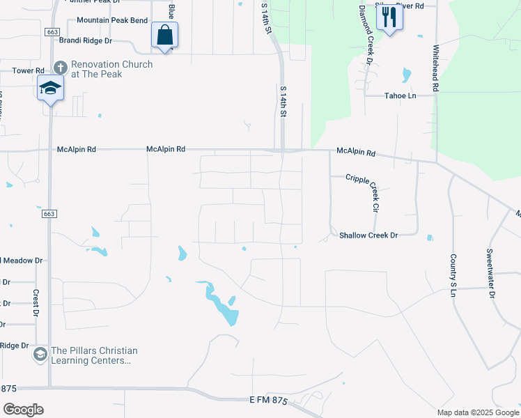 map of restaurants, bars, coffee shops, grocery stores, and more near 658 Roscoe Drive in Midlothian