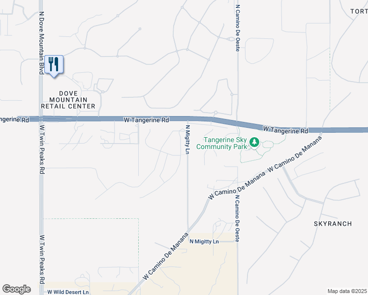 map of restaurants, bars, coffee shops, grocery stores, and more near 11976 North Renoir Way in Tucson
