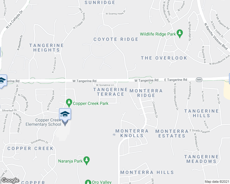 map of restaurants, bars, coffee shops, grocery stores, and more near 627 West Tremolo Lane in Oro Valley