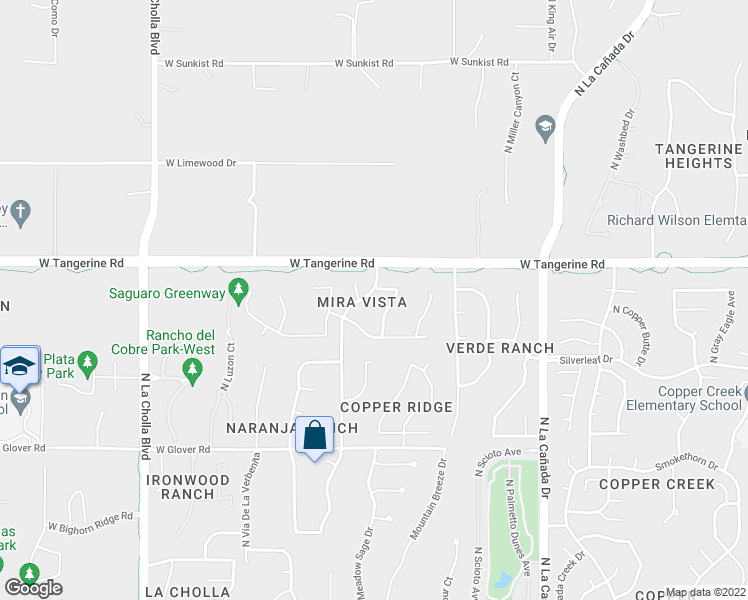 map of restaurants, bars, coffee shops, grocery stores, and more near 11930 North Verch Way in Oro Valley