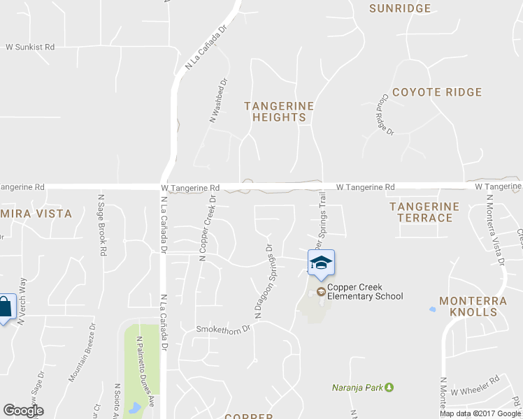 map of restaurants, bars, coffee shops, grocery stores, and more near 1111 West Antelope Creek Way in Tucson