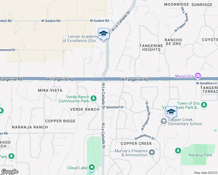 map of restaurants, bars, coffee shops, grocery stores, and more near 11900 North La Cañada Drive in Oro Valley