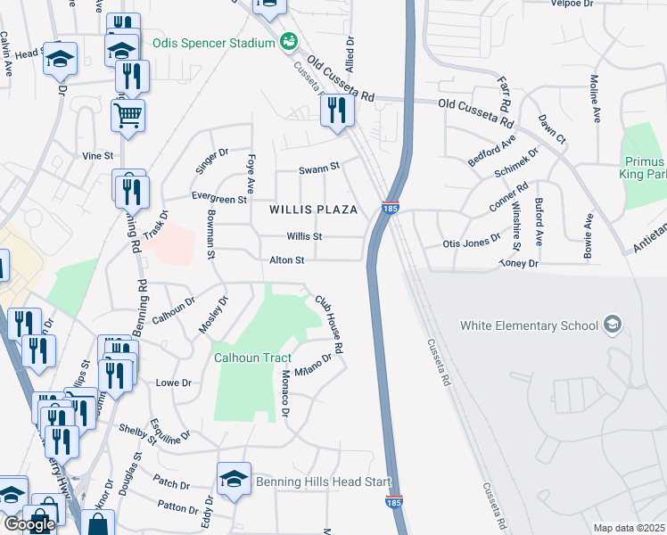 map of restaurants, bars, coffee shops, grocery stores, and more near 4225 Alton Street in Columbus