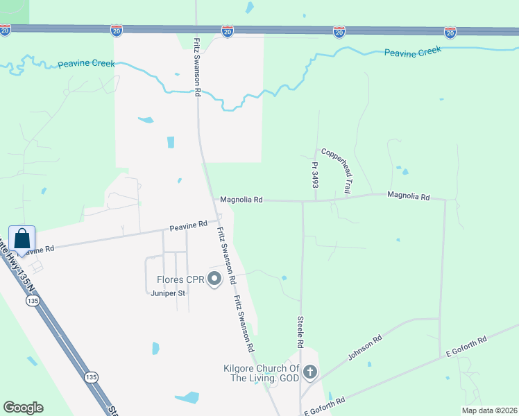 map of restaurants, bars, coffee shops, grocery stores, and more near 260 Magnolia Rd in Kilgore