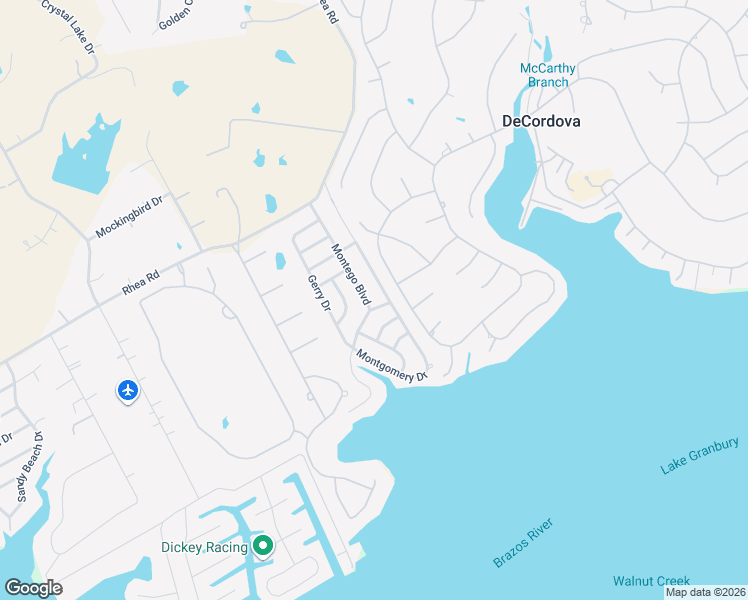 map of restaurants, bars, coffee shops, grocery stores, and more near 3619 Montego Boulevard in Granbury