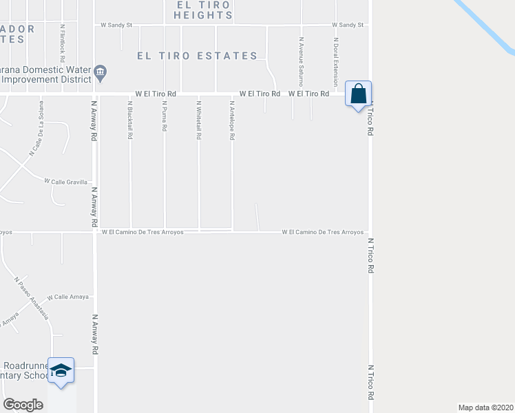 map of restaurants, bars, coffee shops, grocery stores, and more near 16150 West El Camino De Tres Arroyos in Marana