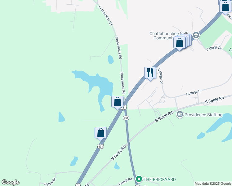map of restaurants, bars, coffee shops, grocery stores, and more near 139 Crosswinds Road in Phenix City