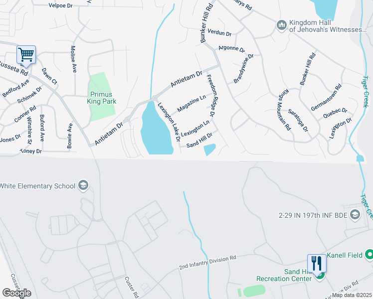 map of restaurants, bars, coffee shops, grocery stores, and more near 5020 Sand Hill Drive in Columbus