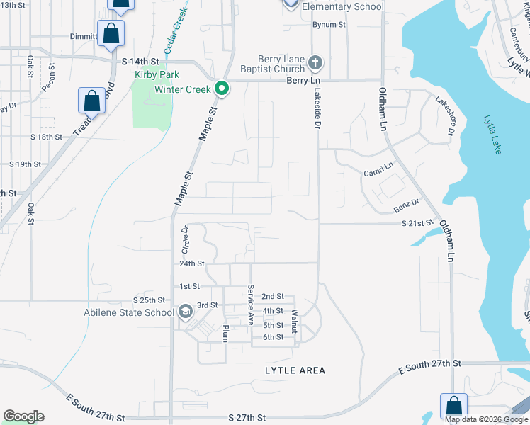 map of restaurants, bars, coffee shops, grocery stores, and more near Abilene State School in Abilene