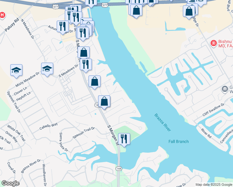 map of restaurants, bars, coffee shops, grocery stores, and more near 2005 Brazos View Court in Granbury