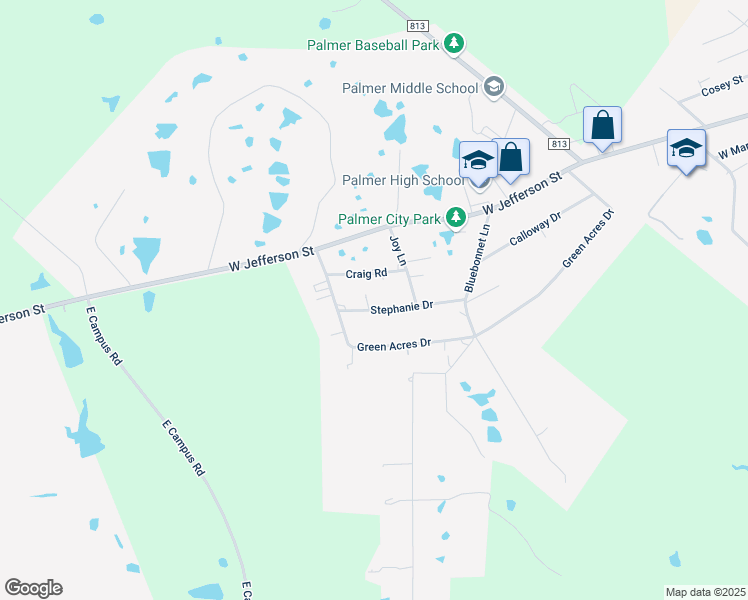 map of restaurants, bars, coffee shops, grocery stores, and more near 606 Stephanie Drive in Palmer