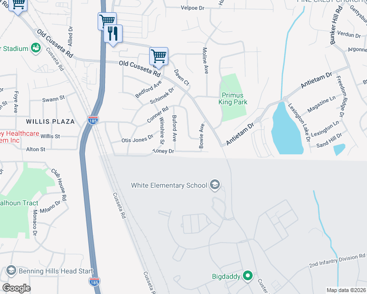 map of restaurants, bars, coffee shops, grocery stores, and more near 4807 Toney Drive in Columbus