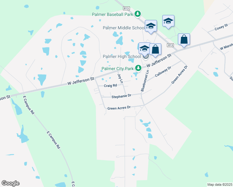 map of restaurants, bars, coffee shops, grocery stores, and more near 606 Stephanie Drive in Palmer