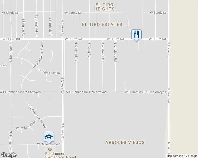 map of restaurants, bars, coffee shops, grocery stores, and more near 12061 North Whitetail Road in Marana