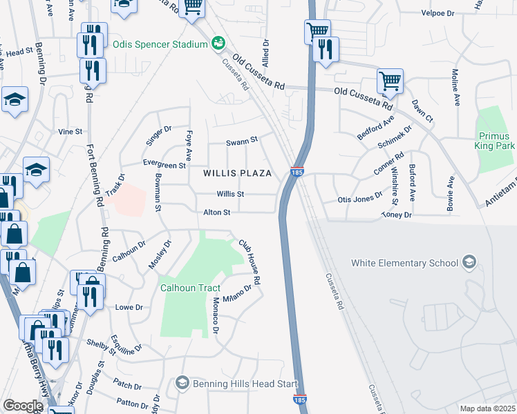map of restaurants, bars, coffee shops, grocery stores, and more near 4225 Alton Street in Columbus