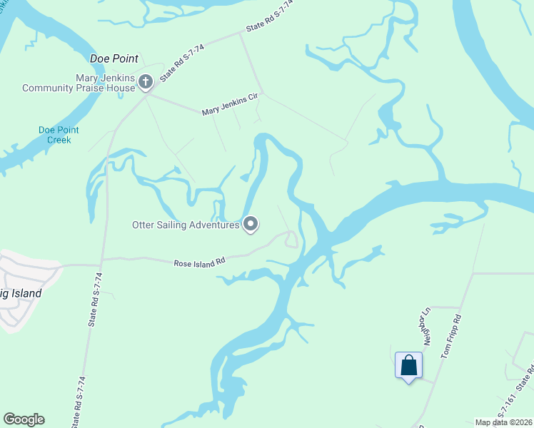 map of restaurants, bars, coffee shops, grocery stores, and more near 103 Rose Island Road in Saint Helena Island