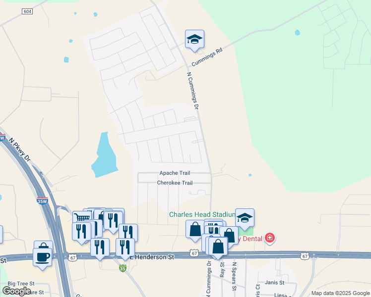 map of restaurants, bars, coffee shops, grocery stores, and more near 1208 Rene Dr in Alvarado