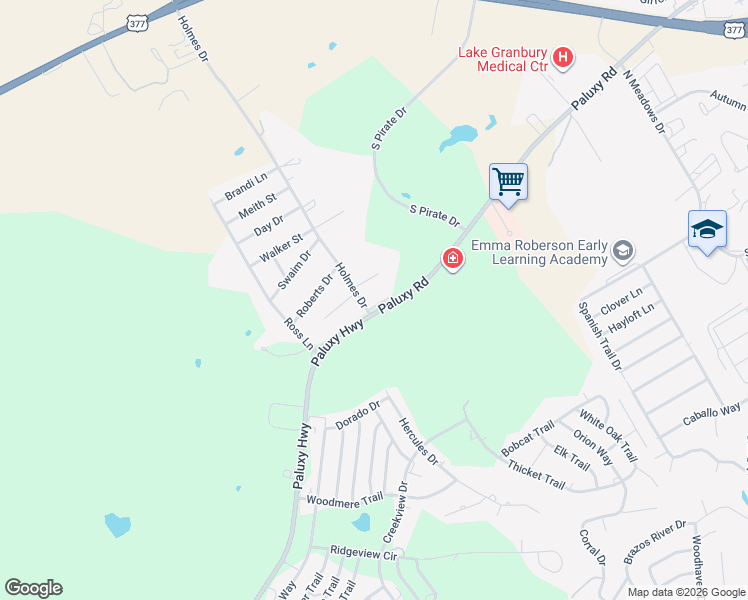 map of restaurants, bars, coffee shops, grocery stores, and more near 1908 Easy Ct in Granbury