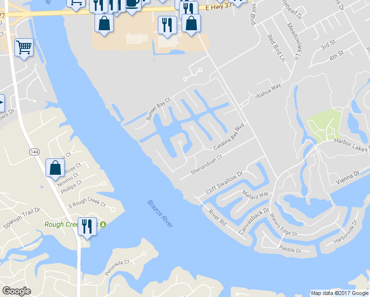 map of restaurants, bars, coffee shops, grocery stores, and more near 1609 Monterrey Bay Court in Granbury