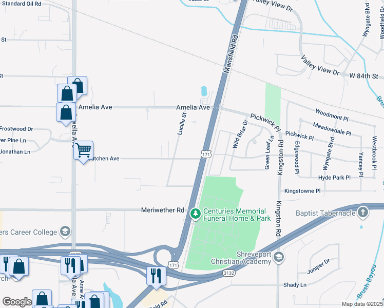 map of restaurants, bars, coffee shops, grocery stores, and more near 1902 Mc Cutchen Avenue in Shreveport