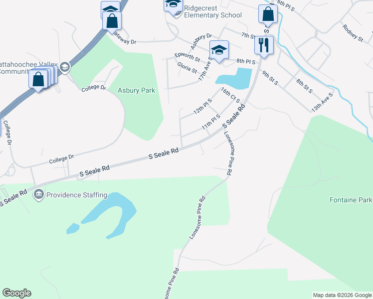 map of restaurants, bars, coffee shops, grocery stores, and more near 2009 South Seale Road in Phenix City