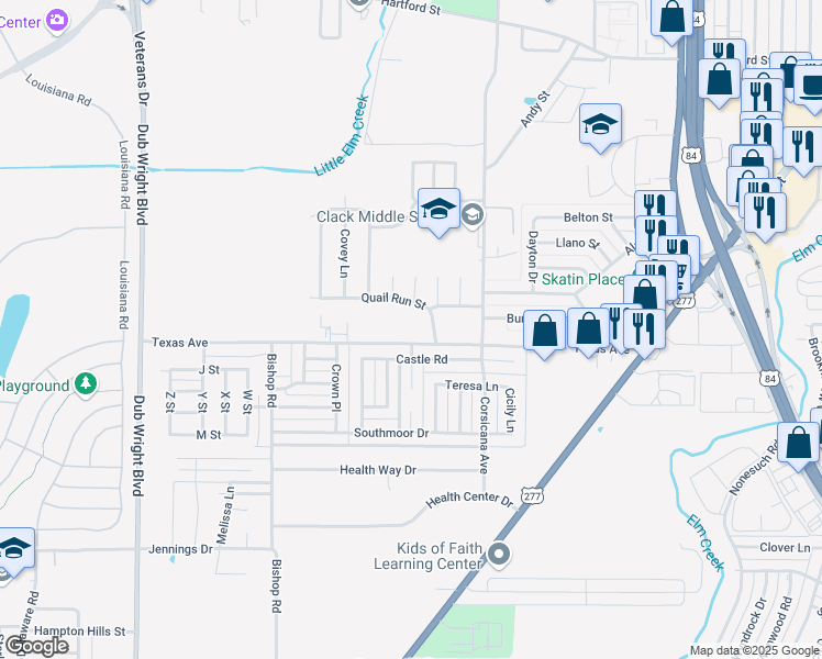map of restaurants, bars, coffee shops, grocery stores, and more near 5450 Texas Avenue in Abilene