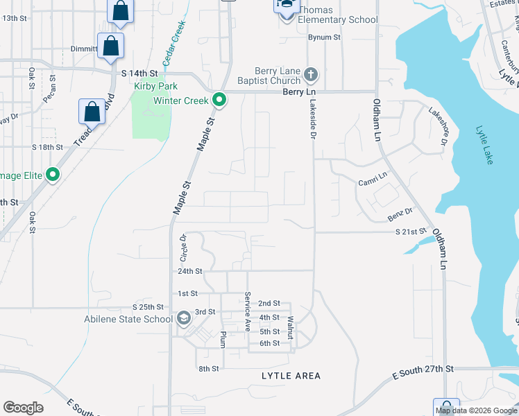 map of restaurants, bars, coffee shops, grocery stores, and more near Abilene State School in Abilene