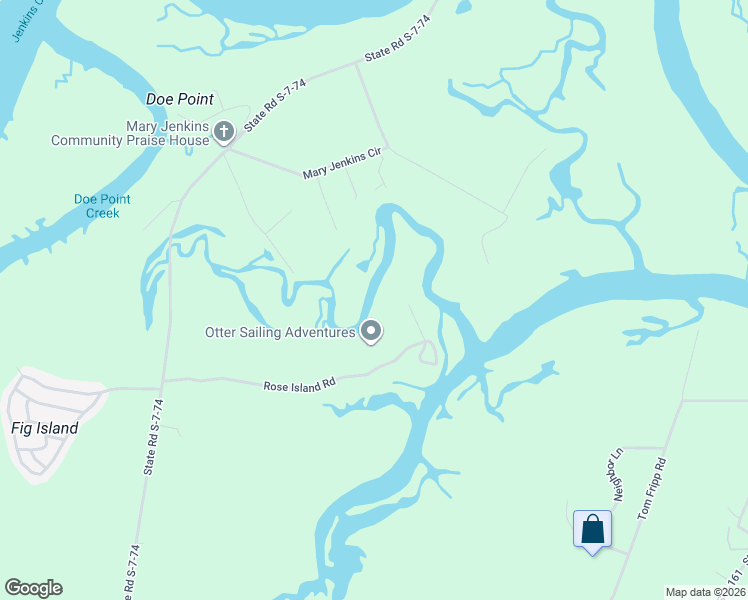 map of restaurants, bars, coffee shops, grocery stores, and more near 103 Rose Island Road in Saint Helena Island
