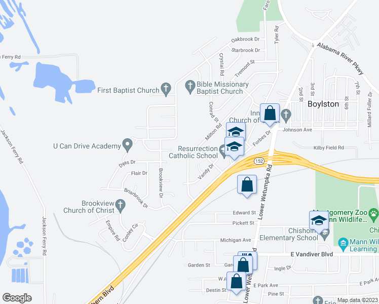 map of restaurants, bars, coffee shops, grocery stores, and more near 353 Milton Road in Montgomery