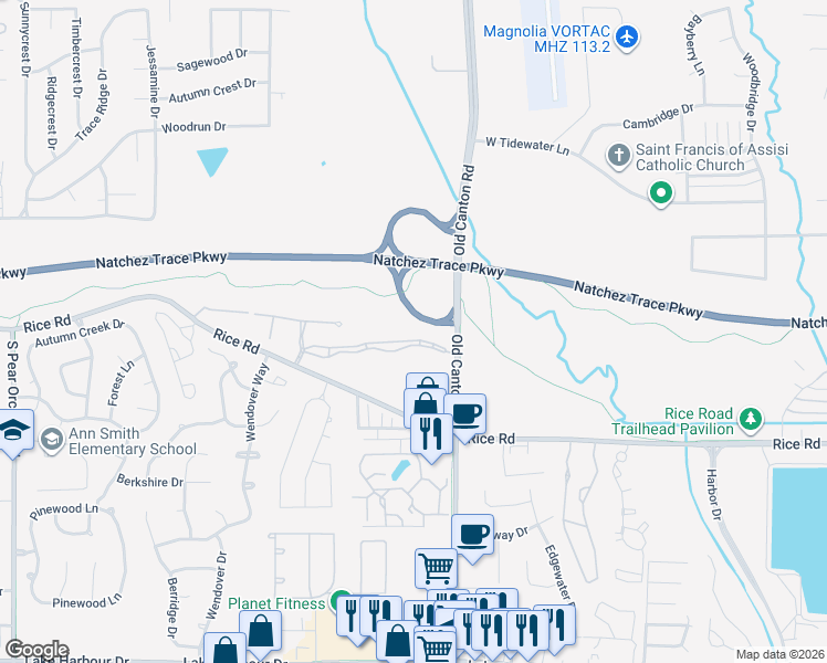map of restaurants, bars, coffee shops, grocery stores, and more near 772 Oakmont Parkway in Ridgeland