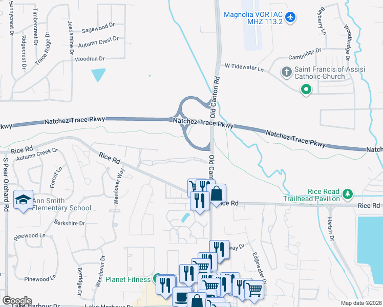 map of restaurants, bars, coffee shops, grocery stores, and more near 772 Oakmont Parkway in Ridgeland