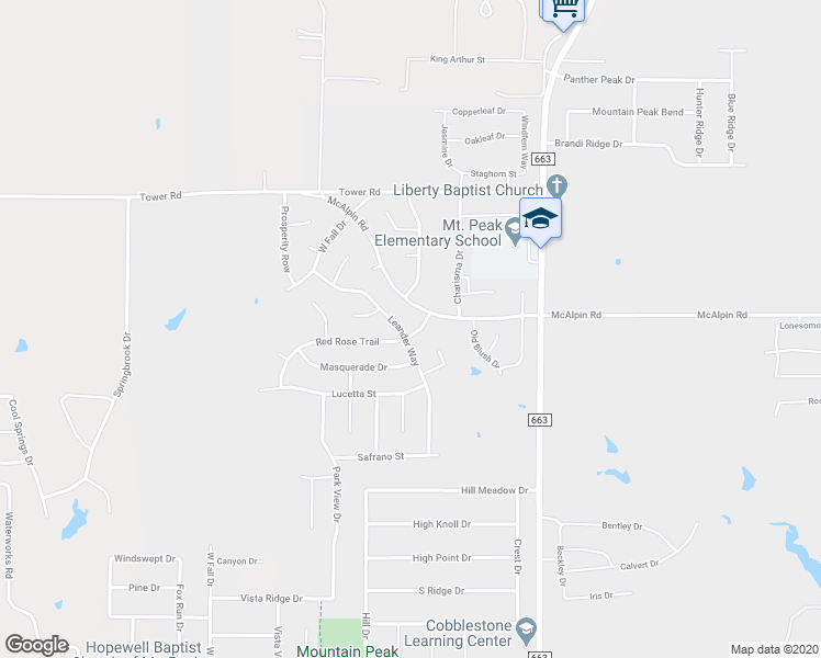 map of restaurants, bars, coffee shops, grocery stores, and more near 5422 Leander Way in Midlothian