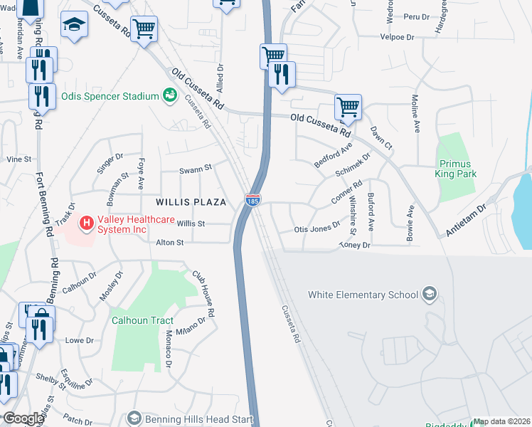 map of restaurants, bars, coffee shops, grocery stores, and more near 4414 Conner Road in Columbus