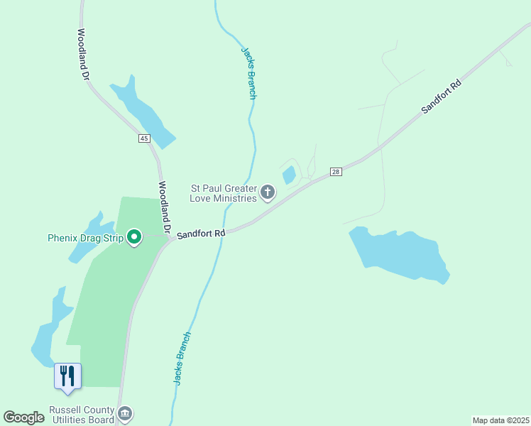 map of restaurants, bars, coffee shops, grocery stores, and more near 3980-4016 Sandfort Road in Phenix City