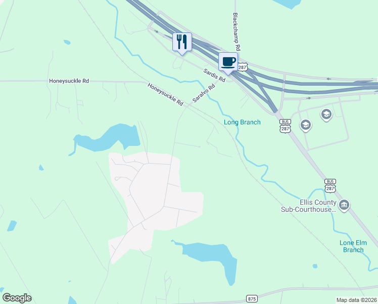 map of restaurants, bars, coffee shops, grocery stores, and more near 515 Saralvo Road in Midlothian