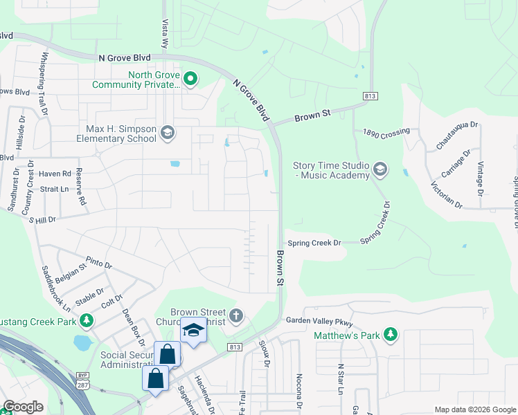 map of restaurants, bars, coffee shops, grocery stores, and more near 609 Bush Avenue in Waxahachie