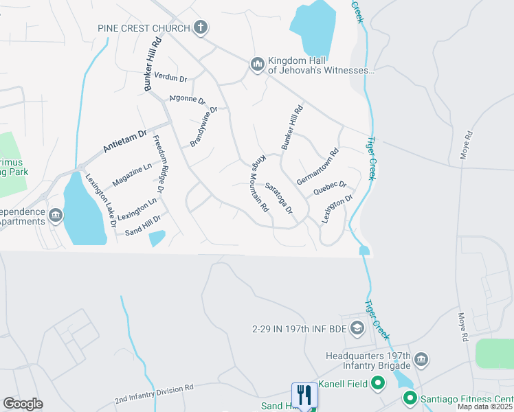 map of restaurants, bars, coffee shops, grocery stores, and more near 1369 Kings Mountain Road in Columbus
