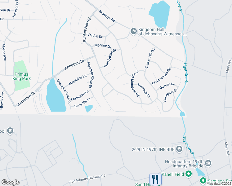 map of restaurants, bars, coffee shops, grocery stores, and more near 1607 Bunker Hill Road in Columbus