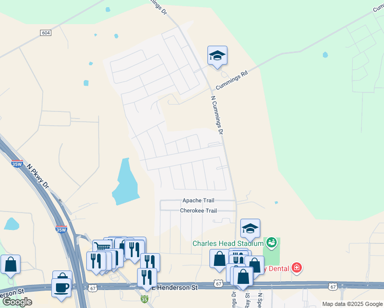 map of restaurants, bars, coffee shops, grocery stores, and more near 209 Stonegate Boulevard in Alvarado