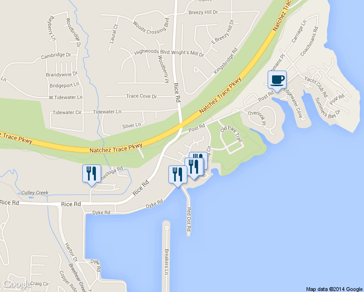 map of restaurants, bars, coffee shops, grocery stores, and more near 105 Frenchman's Cay in Ridgeland