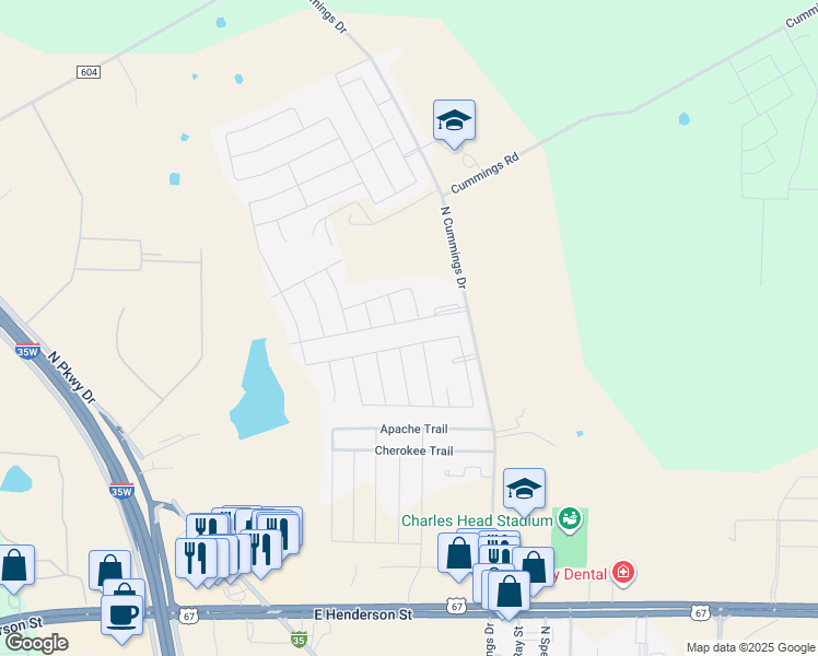 map of restaurants, bars, coffee shops, grocery stores, and more near 209 Stonegate Boulevard in Alvarado
