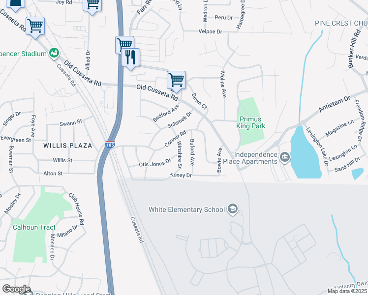 map of restaurants, bars, coffee shops, grocery stores, and more near 1420 Winshire Street in Columbus