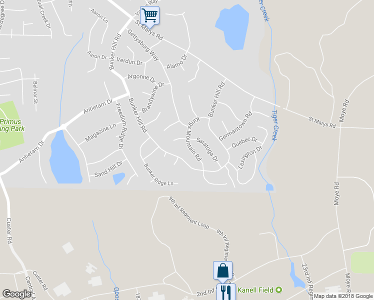 map of restaurants, bars, coffee shops, grocery stores, and more near 1369 Kings Mountain Road in Columbus